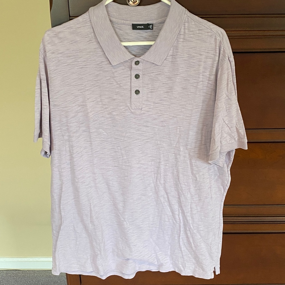 Vince. Lilac lightweight polo shirt